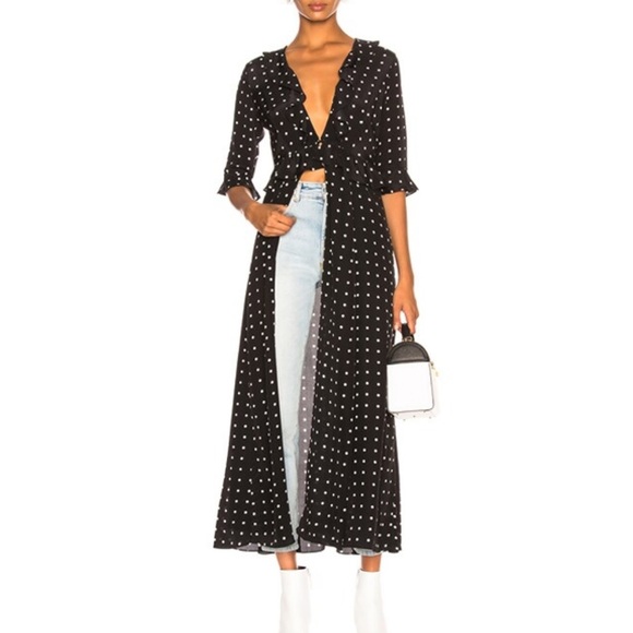 We Are Leone Ruby Ruffle Floral 100% Silk Maxi Cardigan Coverup Duster NWT - Picture 1 of 11